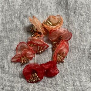 Chico's Red and Pink Floral Earrings
